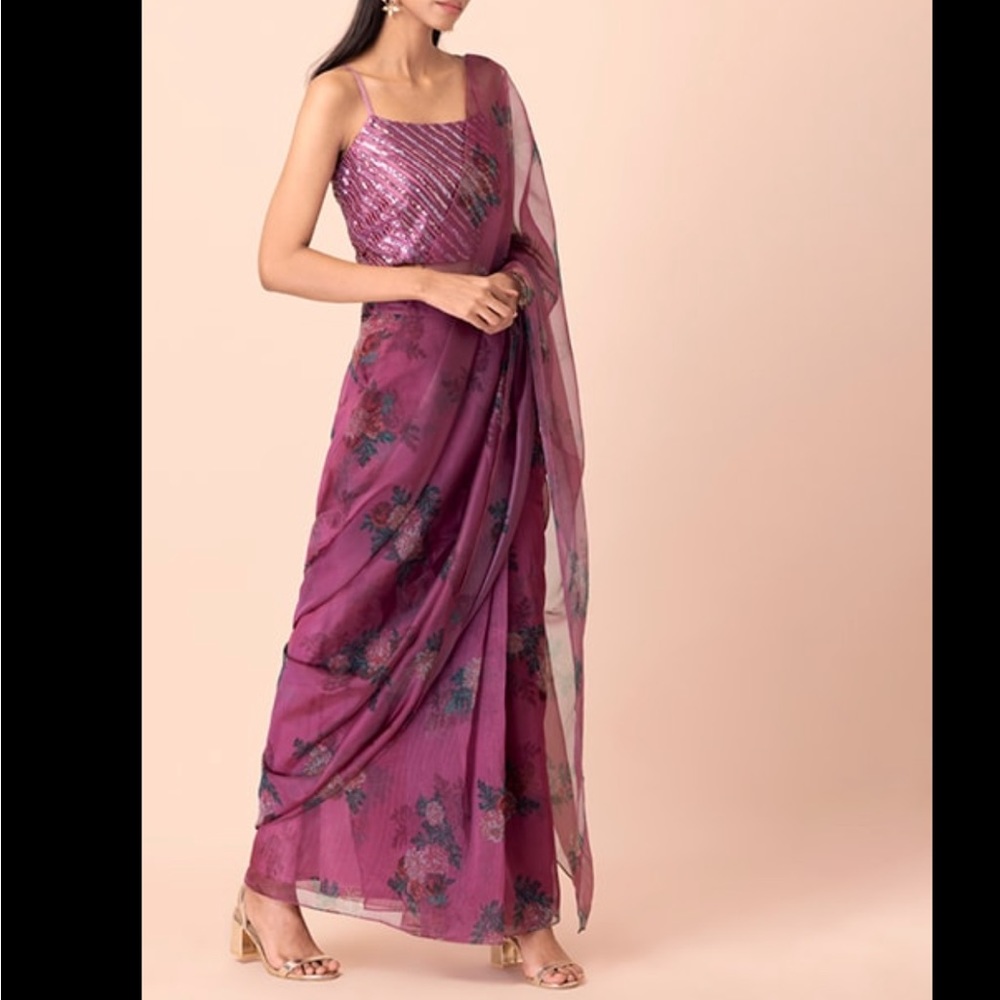 Elegant Purple Floral Women's Dress - Picture 2 of 6